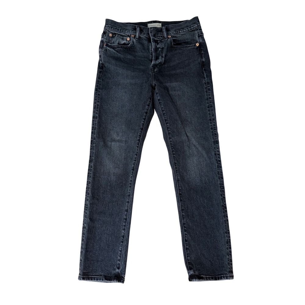 American Eagle AE77 Straight Crop Jeans Womens 4 Button Fly Washed Black